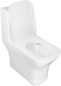 Унитаз моноблок с бачком, напольный, безободковый, крышка-сиденье с микролифт в комплекте, цв.белый Azario Lodi AZ-8617