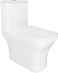 Унитаз моноблок с бачком, напольный, безободковый, крышка-сиденье с микролифт в комплекте, цв.белый