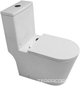 Унитаз моноблок с бачком, напольный, безободковый, смыв торнадо, крышка-сиденье с микролифт в комплекте, цв.белый Azario Eagle AZ-80673