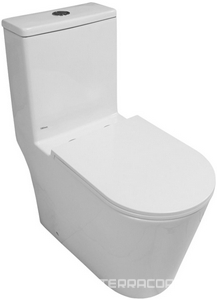 Унитаз моноблок с бачком, напольный, безободковый, смыв торнадо, крышка-сиденье с микролифт в комплекте, цв.белый Azario Eagle AZ-80673