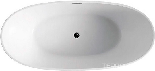 Ванна акриловая GLASGOW 1660х780х665 мм свободностоящая, слив-перелив по центру, с сифоном и каркасом, цвет белый, ZZ