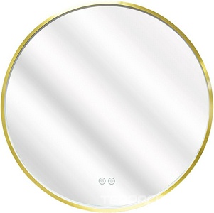 Зеркало круглое 700х700, LED-подсветка с диммером, сенсорный выключатель, подогрев, цвет золотой матовый Azario Димион АZ-LED011025