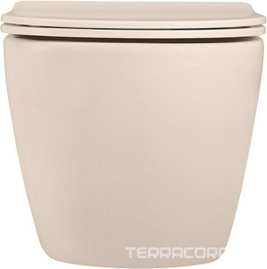 Унитаз подвесной, безободковый, 49х35,5см, сиденье с микролифтом, крепеж в компл, (цв.светло-бежевый матовый),  ZZ Abber Bequem AC1101MBE