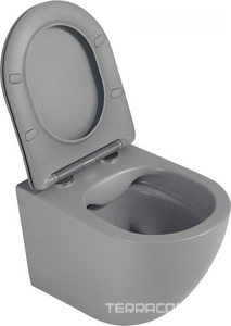 Унитаз подвесной, безободковый, 49х35,5см, сиденье с микролифтом, крепеж в компл, (цв.серый матовый),  ZZ Abber Bequem AC1101MG