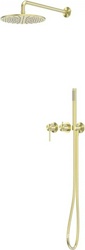 Душевая система встр.в стену: смес д/д, стац.верхний душ d25см., шланг, лейка, кронштейн в компл., (цв.золото браш.), Wasser Kreis ZZ