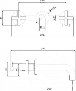 Смеситель для раковины, встраиваемый в стену, внутрен. часть в компл., (цв.черный матовый),  ZZ Abber Wasser Kreis AF81121B