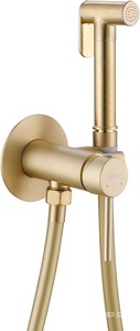 Смеситель совмещённый с гигиеническим душем, готовый комплект: лейка, шланг 150см., скрытая часть, (цв.золото матовое),  ZZ Abber Wasser Kreis AF8125G