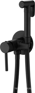 Смеситель совмещённый с гигиеническим душем, готовый комплект: лейка, шланг 150см., скрытая часть, (цв.черный матовый),  ZZ Abber Wasser Kreis AF8125B