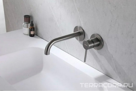 Смеситель для раковины, встраиваемый в стену, внутрен. часть в компл., (цв.никель),  ZZ Abber Wasser Kreis AF8112NG