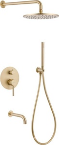 Душевая система встр.в стену: смес д/д, стац.верхний душ d25см., шланг, лейка, кронштейн, излив в компл., (цв.золото матовое),  ZZ Abber Wasser Kreis AF8117G