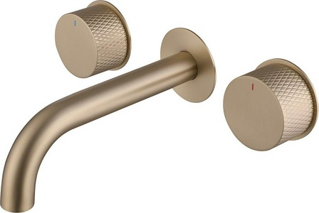 Смеситель для раковины, встраиваемый в стену, внутрен. часть в компл., (цв.золото матовое),  ZZ Abber Wasser Kreis AF81122G