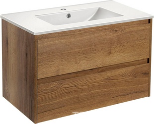 База под раковину подвесная, 2 выкатных ящика, 807x460xh500мм, без раковины, (цв.T.Oak),  ZZ Vincea Gio VMC-2G800TO