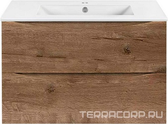 База под раковину подвесная, 2 выкатных ящика, 802x394xh500мм, без раковины, (цв.V.Oak),  ZZ Vincea Mia Slim VMC-2MC800S1VO