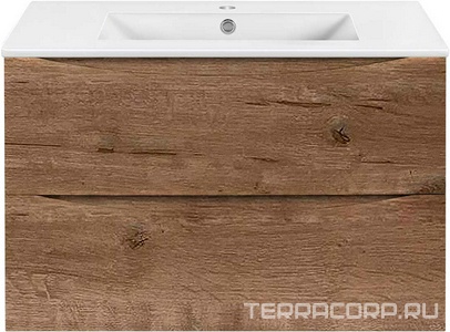 База под раковину подвесная, 2 выкатных ящика, 802x394xh500мм, без раковины, (цв.V.Oak),  ZZ Vincea Mia Slim VMC-2MC800S1VO