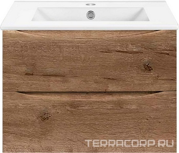 База под раковину подвесная, 2 выкатных ящика,704x394x500мм, без раковины, (цв.V.Oak),  ZZ Vincea Mia Slim VMC-2MC700S1VO