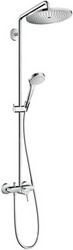 Смеситель для душа со стационарным, поворотным верхним душем d280мм, ручной душ, шланг в компл., (цв. хром), Croma Select ZZ