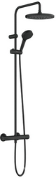 Смеситель для душа (термостат) со стац.верхним душем 240мм, ручной душ, шланг в компл., (цв.матовый черный), Vernis Blend Showerpipe 240 1jet ZZ