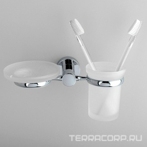 Держатель мыльницы и стакана, настенный, хром, Donau Wasserkraft donau K-9426