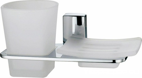 Держатель мыльницы и стакана, настенный, хром, Leine Wasserkraft leine K-5026