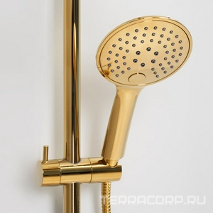 Душевой комплект со смесителем  7100, PVD-покрытие "глянцевое золото"  ZZ Wasserkraft Sauer A17101