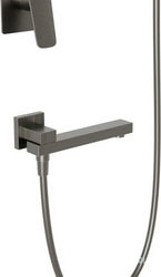 Душ. к-т: смеситель встр.в стену, верхний душ, ручн.лейка, шланг, кронштейн совмещ. с шланг. подсоед,, изив, (цв.оружейная сталь),  ZZ BelBagno Due DUE-VDSET-GM