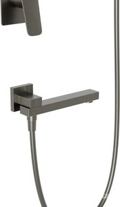 Душ. к-т: смеситель встр.в стену, верхний душ, ручн.лейка, шланг, кронштейн совмещ. с шланг. подсоед,, изив, (цв.оружейная сталь),  ZZ BelBagno Due DUE-VDSET-GM