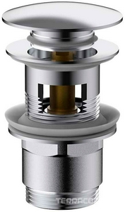 Донный клапан для сливного отверстия раковин/биде с переливом, нажимной Clic-Clac, G 1 1/4, (металл цв.хром), Vincea ZZ Vincea Универсал DPU-1B01CH