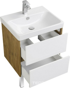 Тумба подвесная 70 см (без раковины Адриана-70 ) цвет белый/дуб рустикальный ZZ Aquaton Сканди 1A251801SDZ90