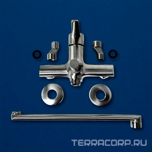 Смеситель для ванны, с длинным изливом, (цв.сталь PVD (PA)),  ZZ Urbatec Evolution EV22853PA