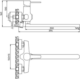 Смеситель для ванны, с длинным изливом, (цв.сталь PVD (PA)),  ZZ Urbatec Evolution EV22853PA