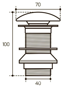 Донный клапан для сливного отверстия раковин/биде без перелива, Push-Open, G 1 1/4, (крышка слива керамика цв.белый глянец), Aqueduto Aqueduto Универсал RAL0110