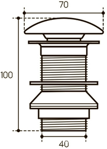 Донный клапан для сливного отверстия раковин/биде без перелива, Push-Open, G 1 1/4, (крышка слива керамика цв.белый матовый), Aqueduto Aqueduto Универсал RAL0120