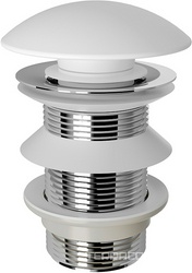 Донный клапан для сливного отверстия раковин/биде без перелива, Push-Open, G 1 1/4, (крышка слива керамика цв.белый матовый), Aqueduto Aqueduto Универсал RAL0120