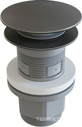 Донный клапан для сливного отверсия раковин/биде с переливом и без перелива, Push-Open, G 1 1/4, (крышка слива пластик цв.оружейная сталь),  Aqueduto RALO RAL0245