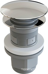 Донный клапан для сливного отверстия раковин/биде с переливом и без перелива, Push-Open, G 1 1/4, (крышка слива пластик цв.хром), Aqueduto  Aqueduto RALO RAL0200
