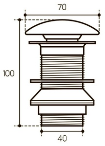 Донный клапан для сливного отверстия раковин/биде без перелива, Push-Open, G 1 1/4, (крышка слива керамика цв.серый матовый), Aqueduto ZZ Aqueduto Универсал RAL0130