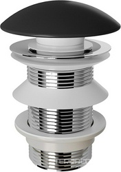 Донный клапан для сливного отверстия раковин/биде без перелива, Push-Open, G 1 1/4, (крышка слива керамика цв.черный матовый), Aqueduto Aqueduto Универсал RAL0140