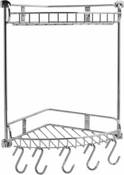 Решетка двойная угловая 27,6 х 22 х h34,2 cм., с 5 крючками, хром ZZ Wasserkraft Полки K-1222