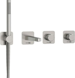 Встраиваемый комплект для ванны с лейкой и изливом, никель, ZZ Wasserkraft Универсал A6451.296.298.275.100.276