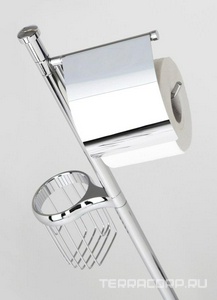 Напольная стойка, 2 держ. туалет. бумаги с крышкой и без крышки, ерш напольный металл, держатель освежителя, металл, матовое стекло ZZ Wasserkraft Универсал K-1264