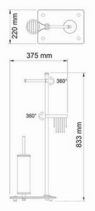 Напольная стойка, 2 держ. туалет. бумаги с крышкой и без крышки, ерш напольный металл, держатель освежителя, металл, матовое стекло ZZ Wasserkraft Универсал K-1264