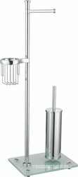 Напольная стойка, 2 держ. туалет. бумаги с крышкой и без крышки, ерш напольный металл, держатель освежителя, металл, матовое стекло ZZ Wasserkraft Универсал K-1264