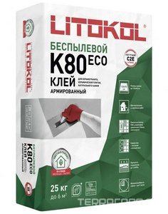 Клеевая беcпылевая смесь  K80 ECO25 кг. Litokol LitoFlex LK80 ECO