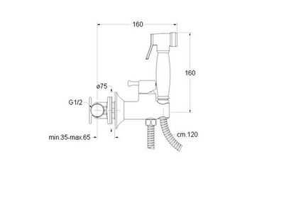 Смеситель совмещённый с гигиеническим душем, (готовый комплект: лейка, шланг 120см., скрытая часть, (цв. бронза), Cristina ZZ Cristina Универсал WJ 677 92