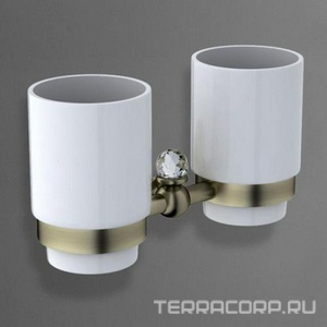 Стакан настенный двойной (цв. бронза / керамика),  ZZ Art & Max Antic Cristal AM-E-2688SJ-Br