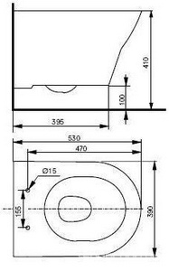 Унитаз подвесной, безободковый, 394х530хh339мм, без сиденья,  ZZ Toto MH CW162Y#XW
