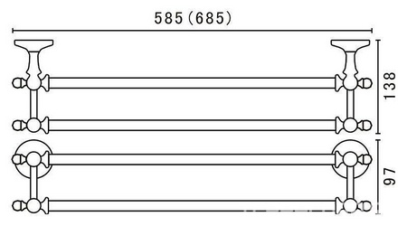 Полотенцедержатель двойной 656мм (цв. золото), Antic Cristal ZZ