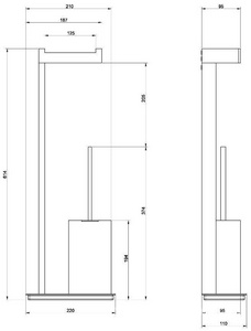 Стойка напольная с держ. для туалетной бумаги и ершиком (цв. 099 черный XL),  ZZ Gessi Rettangolo 20934 099