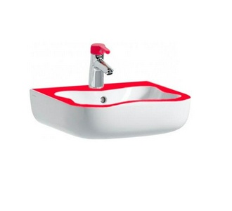 Раковина 45х41см, подвесная, с 1 отв.д/смесит., с переливом, без крепл., (цв.красный/белый), Flora Kids ZZ Laufen Flora kids 8.1503.1.062.104.1