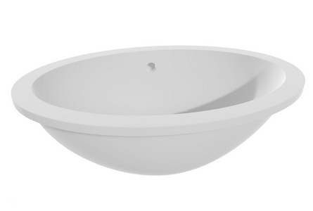 Раковина встраиваемая в столешн.снизу, овальная, 565х394хh182мм, без отв.д/смес, с переливом,(литой камень S-Sense глянец,цв.белый),  12 ZZ Salini Marea 1101109G